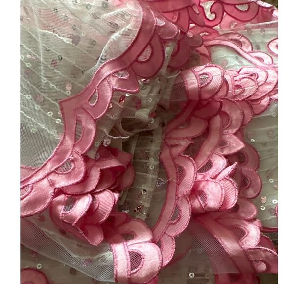 Jovani Strapless Long Gown Pink Ribbon White Layers Sequins 0 - Picture 9 of 9